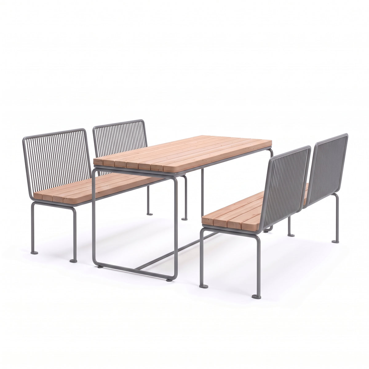 Gewerbefabrik Sitzgruppe Ascheberg Garten Sitz Gruppe Holz Sitzgarnitur Grau RAL 7011
