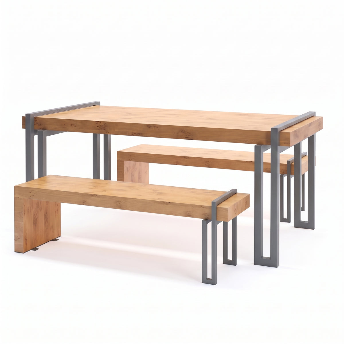 Gewerbefabrik Sitzgruppe Usingen Garten Sitz Gruppe Holz Sitzgarnitur Grau RAL 7011