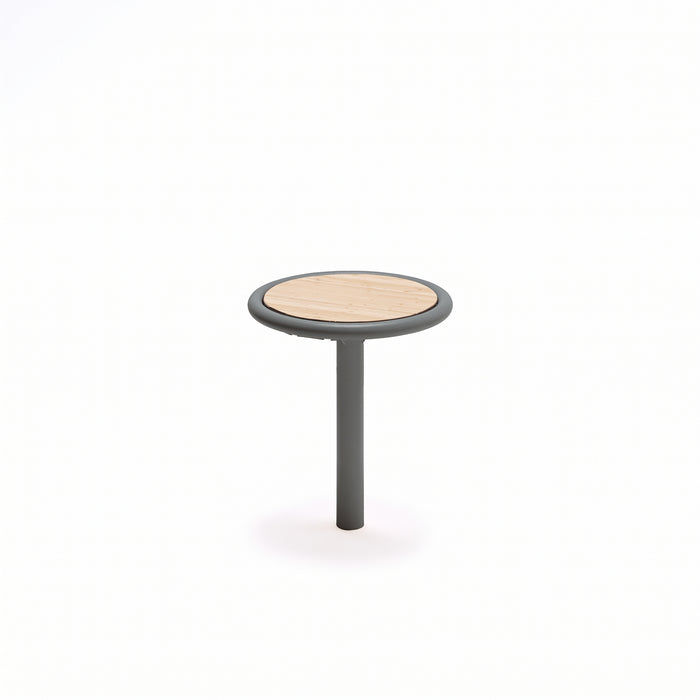 Gewerbefabrik Beistelltisch Walsum Holz Outdoor Stadtmobiliar Grau RAL 7011