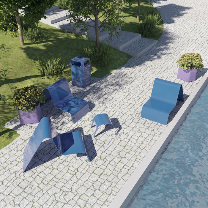 Gewerbefabrik Couchtisch Mureck Stahl Outdoor Stadtmobiliar Blau RAL 5005 Szene