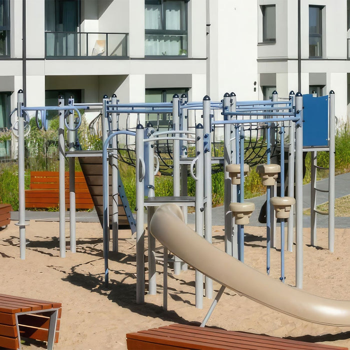 Gewerbefabrik Klettergeruest Milan Outdoor Spielgeraet Kletterturm 3 Jahre Stahl Ansicht