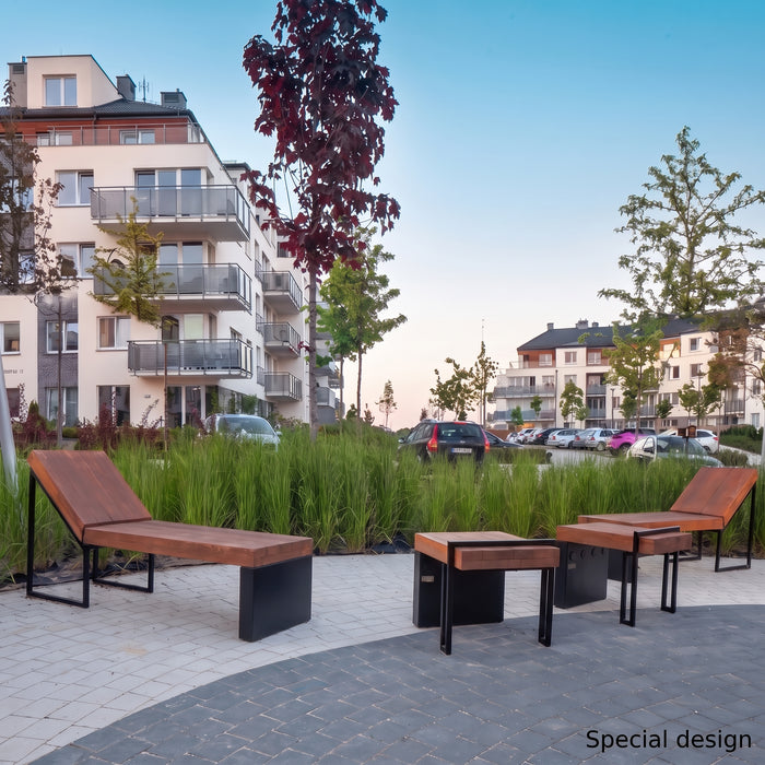 Gewerbefabrik Liegebank Herrenberg Outdoor Liege Liegebank Holz Schwarz RAL 9017 Stadt