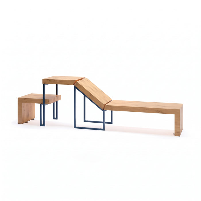 Gewerbefabrik Liegebank Herrsching Outdoor Liege Liegebank Holz Blau RAL 5005