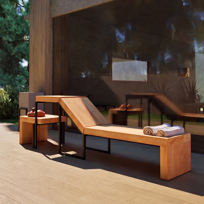 Gewerbefabrik Liegebank Herrsching Outdoor Liege Liegebank Holz Schwarz RAL 9017 Park