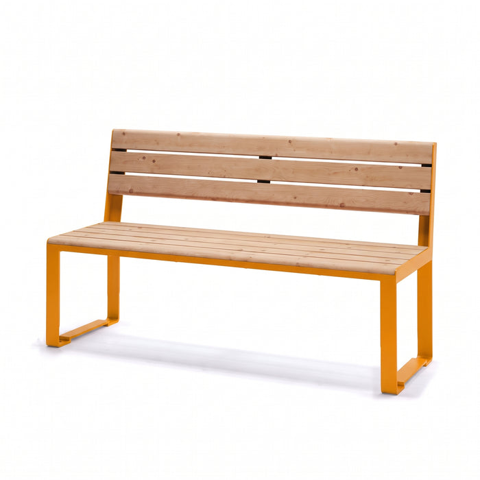 Gewerbefabrik Sitzbank Arnsberg Outdoor Bank Parkbank Holz Gelb RAL 1028