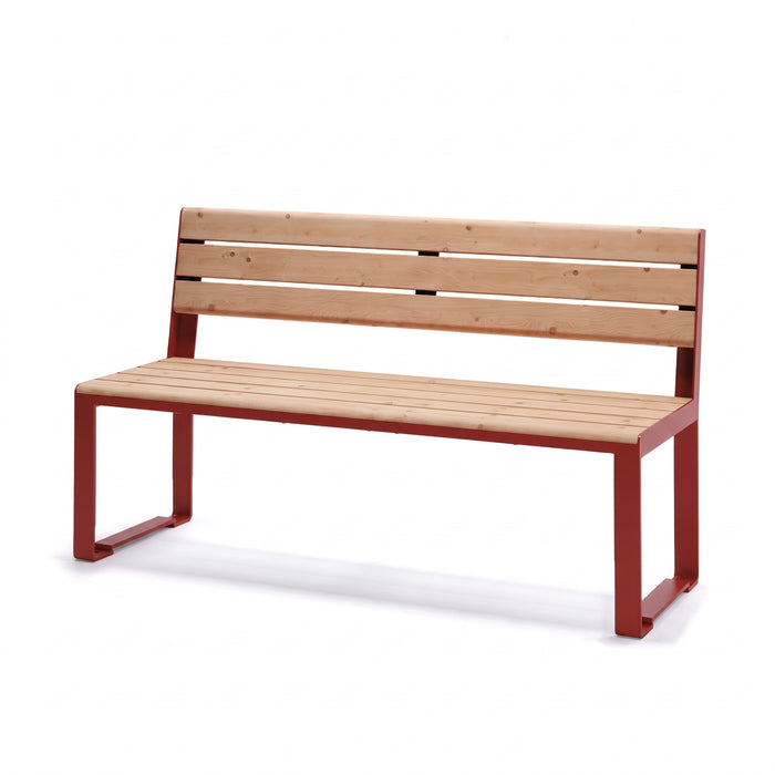 Gewerbefabrik Sitzbank Arnsberg Outdoor Bank Parkbank Holz Rot RAL 3001