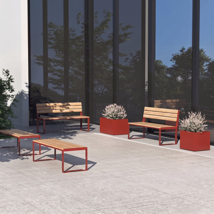 Gewerbefabrik Sitzbank Arnsberg Outdoor Bank Parkbank Holz Rot RAL 3001 Stadt