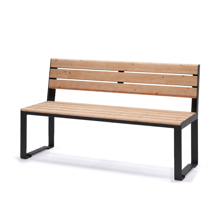 Gewerbefabrik Sitzbank Arnsberg Outdoor Bank Parkbank Holz Schwarz RAL 9017