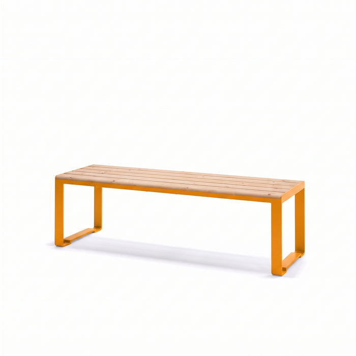 Gewerbefabrik Sitzbank Arnsdorf Outdoor Bank Parkbank Holz Gelb RAL 1028