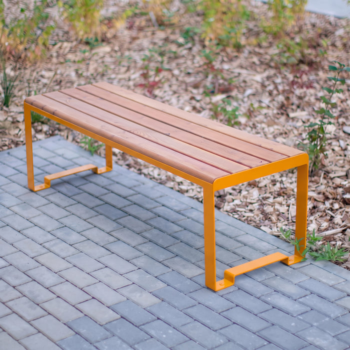 Gewerbefabrik Sitzbank Arnsdorf Outdoor Bank Parkbank Holz Gelb RAL 1028 Stadt