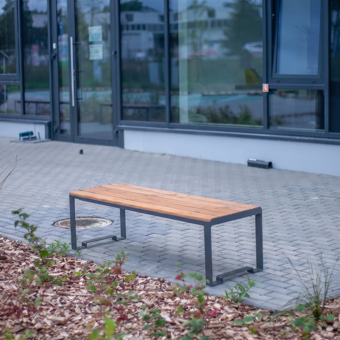 Gewerbefabrik Sitzbank Arnsdorf Outdoor Bank Parkbank Holz Grau RAL 7011 Park