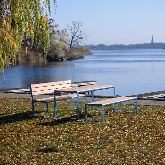 Gewerbefabrik Sitzbank Arnstadt Outdoor Bank Parkbank Holz Blau RAL 5005 Stadt