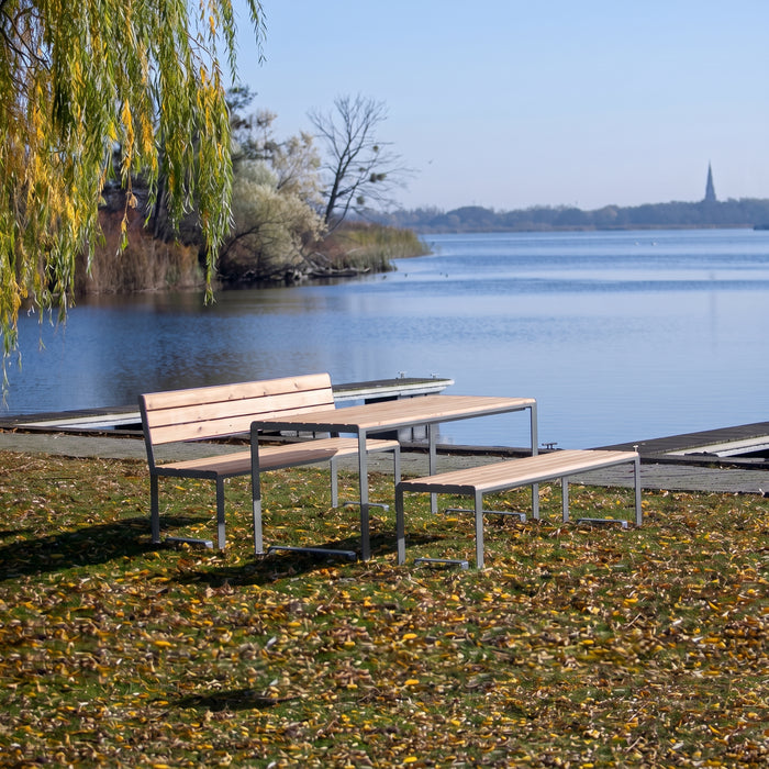 Gewerbefabrik Sitzbank Arnstadt Outdoor Bank Parkbank Holz Grau RAL 7011 Stadt