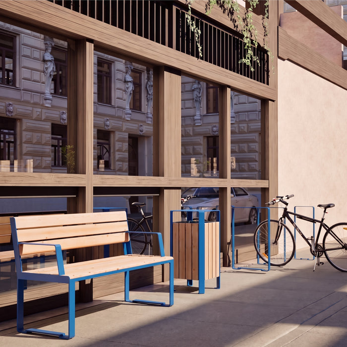 Gewerbefabrik Sitzbank Arnstein Outdoor Bank Parkbank Holz Blau RAL 5005 Park