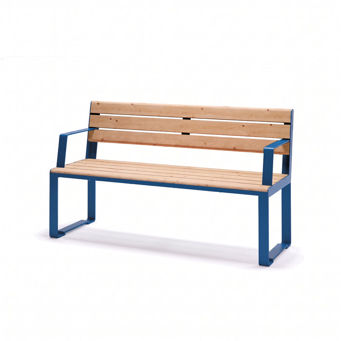 Gewerbefabrik Sitzbank Arnstein Outdoor Bank Parkbank Holz Blau RAL 5005