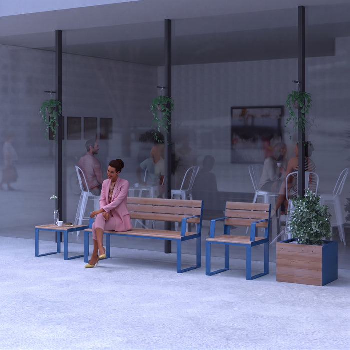 Gewerbefabrik Sitzbank Arnstein Outdoor Bank Parkbank Holz Blau RAL 5005 Stadt