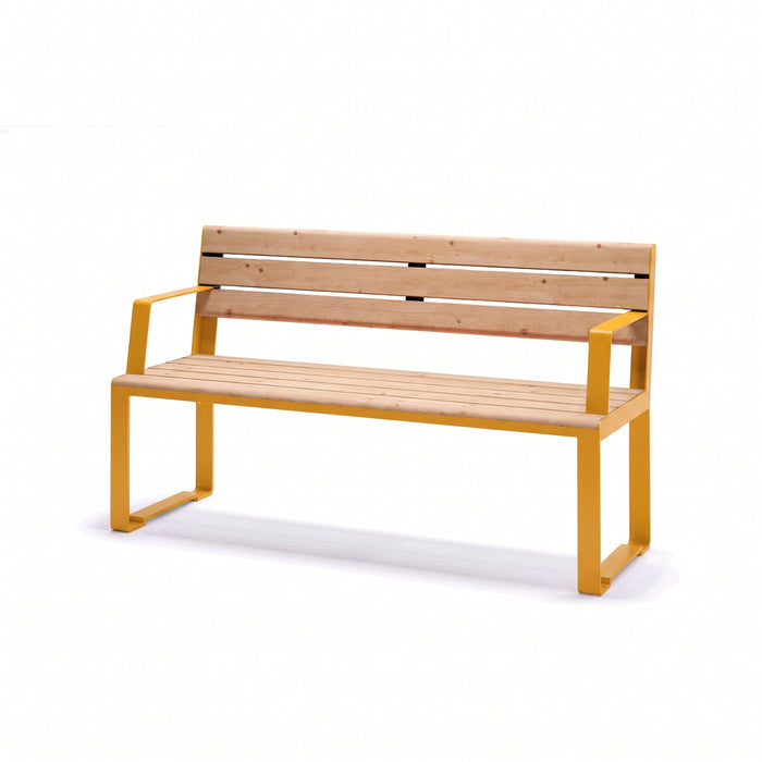 Gewerbefabrik Sitzbank Arnstein Outdoor Bank Parkbank Holz Gelb RAL 1028