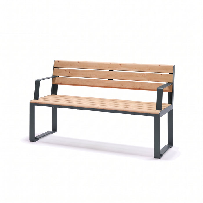 Gewerbefabrik Sitzbank Arnstein Outdoor Bank Parkbank Holz Grau RAL 7011