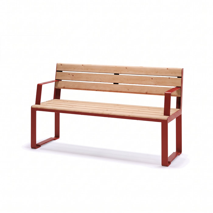 Gewerbefabrik Sitzbank Arnstein Outdoor Bank Parkbank Holz Rot RAL 3001