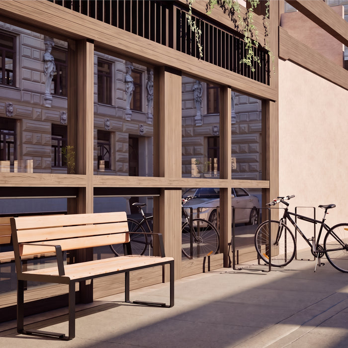 Gewerbefabrik Sitzbank Arnstein Outdoor Bank Parkbank Holz Schwarz RAL 9017 Park