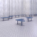Gewerbefabrik Sitzbank Eich Outdoor Bank Parkbank Stahl Blau RAL 5005 Stadt