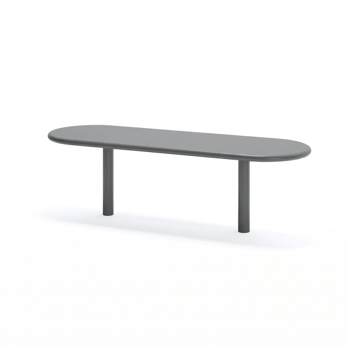 Gewerbefabrik Sitzbank Eich Outdoor Bank Parkbank Stahl Grau RAL 7011