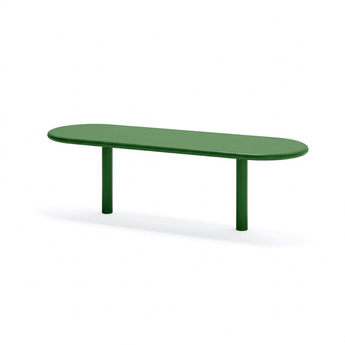Gewerbefabrik Sitzbank Eich Outdoor Bank Parkbank Stahl Grün RAL 6018