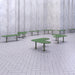 Gewerbefabrik Sitzbank Eich Outdoor Bank Parkbank Stahl Grün RAL 6018 Stadt