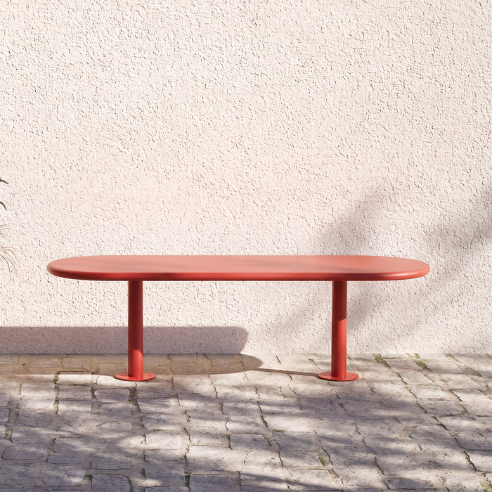 Gewerbefabrik Sitzbank Eich Outdoor Bank Parkbank Stahl Rot RAL 3001 Park