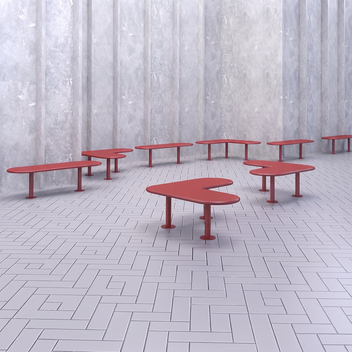 Gewerbefabrik Sitzbank Eich Outdoor Bank Parkbank Stahl Rot RAL 3001 Stadt