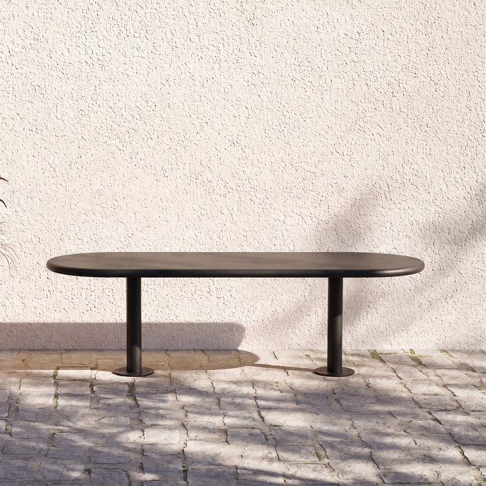 Gewerbefabrik Sitzbank Eich Outdoor Bank Parkbank Stahl Schwarz RAL 9017 Park
