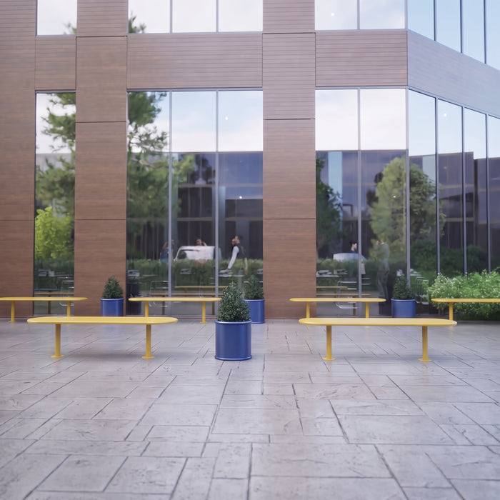 Gewerbefabrik Sitzbank Eichenau Outdoor Bank Parkbank Stahl Gelb RAL 1028 Stadt