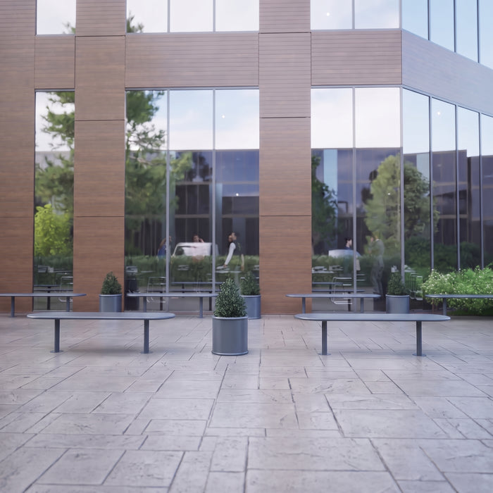 Gewerbefabrik Sitzbank Eichenau Outdoor Bank Parkbank Stahl Grau RAL 7011 Stadt