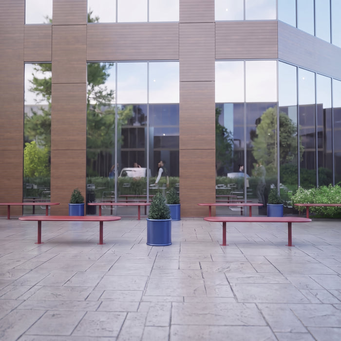 Gewerbefabrik Sitzbank Eichenau Outdoor Bank Parkbank Stahl Rot RAL 3001 Stadt