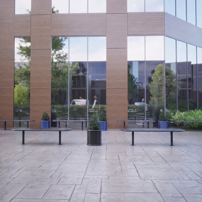 Gewerbefabrik Sitzbank Eichenau Outdoor Bank Parkbank Stahl Schwarz RAL 9017 Stadt