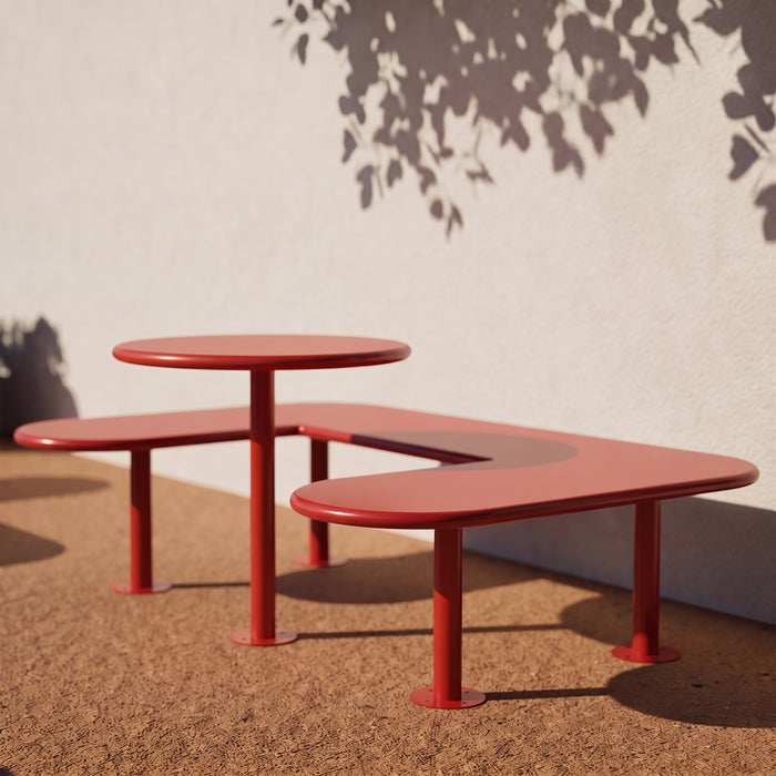 Gewerbefabrik Sitzbank Eichendorf Outdoor Bank Parkbank Stahl Rot RAL 3001 Park