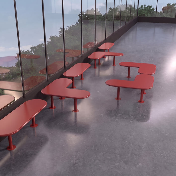 Gewerbefabrik Sitzbank Eichwalde Outdoor Bank Parkbank Stahl Rot RAL 3001 Park