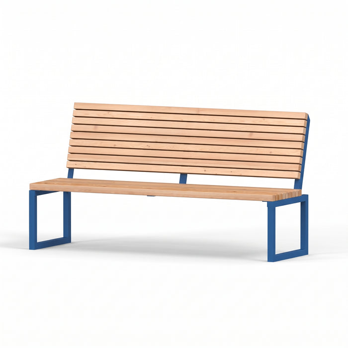Gewerbefabrik Sitzbank Eppelborn Outdoor Bank Parkbank Holz Blau RAL 5005