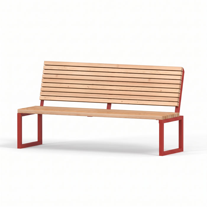 Gewerbefabrik Sitzbank Eppelborn Outdoor Bank Parkbank Holz Rot RAL 3001