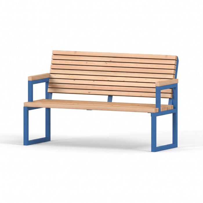 Gewerbefabrik Sitzbank Eppelheim Outdoor Bank Parkbank Holz Blau RAL 5005