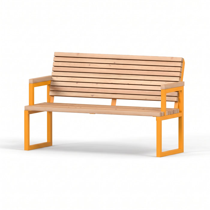 Gewerbefabrik Sitzbank Eppelheim Outdoor Bank Parkbank Holz Gelb RAL 1028