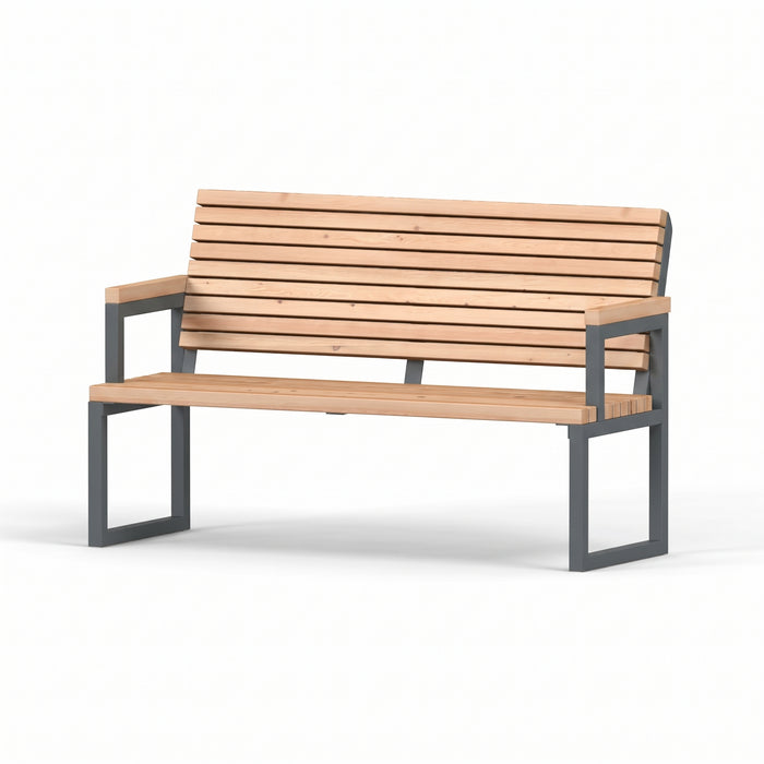Gewerbefabrik Sitzbank Eppelheim Outdoor Bank Parkbank Holz Grau RAL 7011