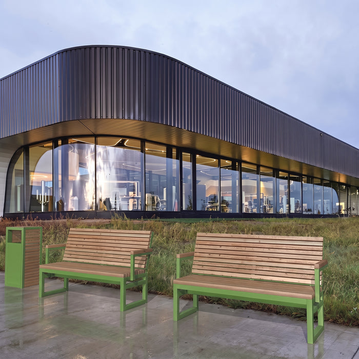 Gewerbefabrik Sitzbank Eppelheim Outdoor Bank Parkbank Holz Grün RAL 6018 Park