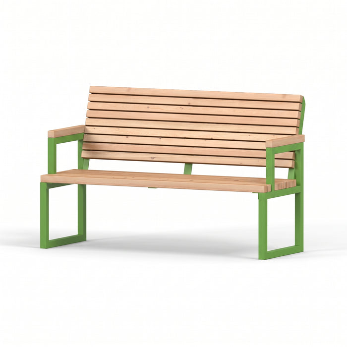 Gewerbefabrik Sitzbank Eppelheim Outdoor Bank Parkbank Holz Grün RAL 6018