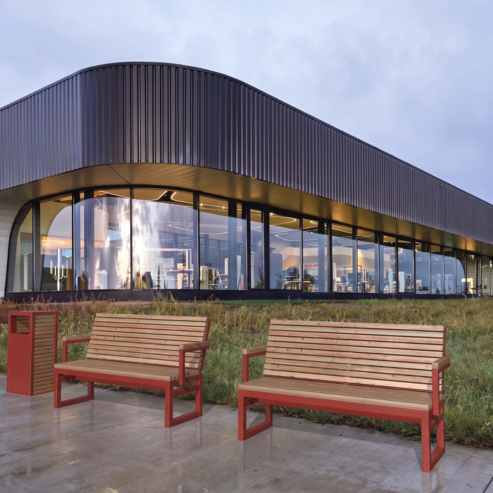 Gewerbefabrik Sitzbank Eppelheim Outdoor Bank Parkbank Holz Rot RAL 3001 Park