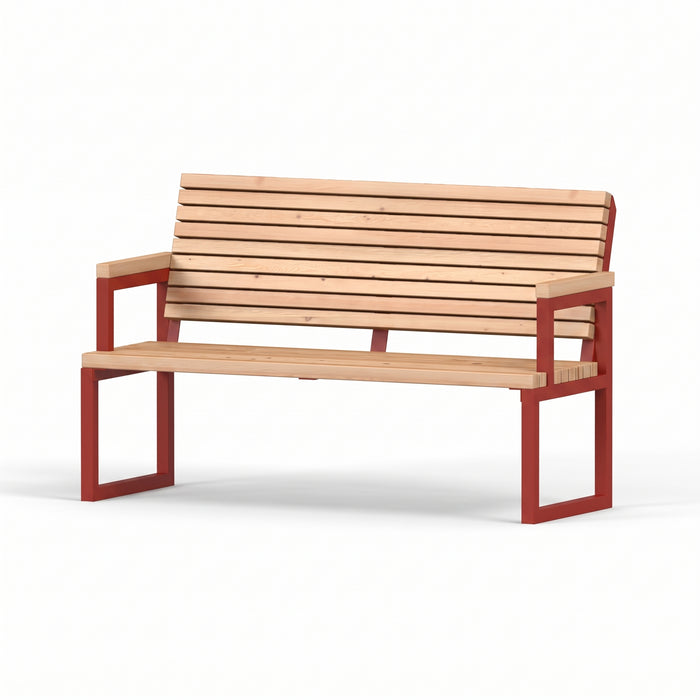 Gewerbefabrik Sitzbank Eppelheim Outdoor Bank Parkbank Holz Rot RAL 3001
