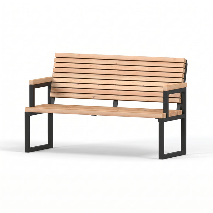Gewerbefabrik Sitzbank Eppelheim Outdoor Bank Parkbank Holz Schwarz RAL 9017