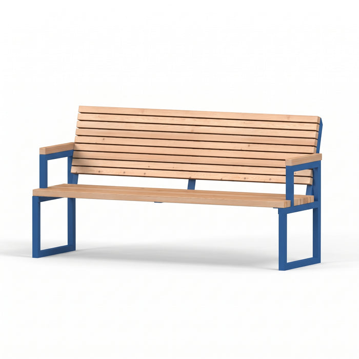 Gewerbefabrik Sitzbank Eppendorf Outdoor Bank Parkbank Holz Blau RAL 5005