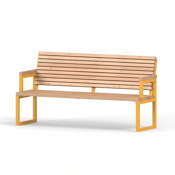 Gewerbefabrik Sitzbank Eppendorf Outdoor Bank Parkbank Holz Gelb RAL 1028