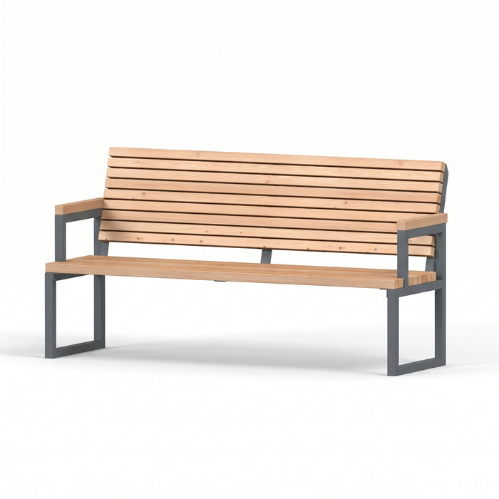 Gewerbefabrik Sitzbank Eppendorf Outdoor Bank Parkbank Holz Grau RAL 7011